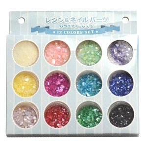 レジン ネイルパーツバラエティパック シェルパウダー 12カラーセット シェルパウダー 12カラーセット Uvレジン用品 Parts Club